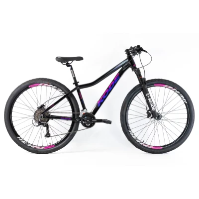 Bicicleta Aro 29 Alumínio Kode KN29 Hilde, Shimano Acera 2x8 Velocidades, Freio a Disco Hidráulico Shimano MT-200, Suspensão com Trava no Guidão T.17 - Preto c/ Pink