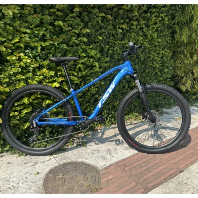 Bicicleta Aro 26 Alumínio TSW Warship, 9 Velocidade Shimano Alivio, Freio a Disco Hidráulico Garfo de Suspensão T-Rl Quadro 13.5 – Azul com Branco