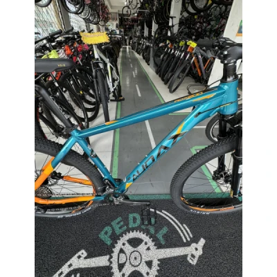 Bicicleta Alumínio Aro 29 Audax ADX 200 Shimano Deore 2x10 Velocidades. Garfo Suspensão Suntour a Ar, Freio Hidraulico MT201, Quadro 19" ano 2023 - Verde com Laranja